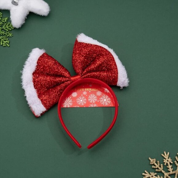Oversized Glitter Bow Headband Girls Soft Accessories for Christmas Party